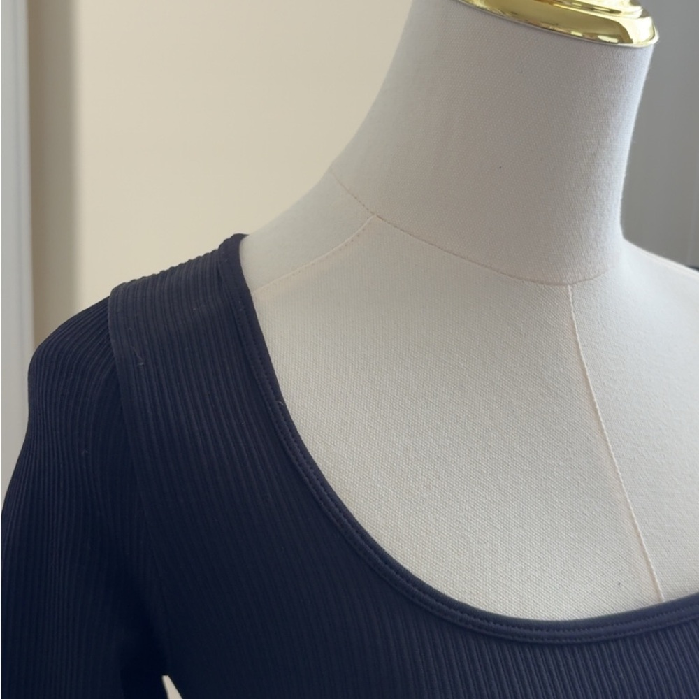 Black Ribbed Long Sleeve Top